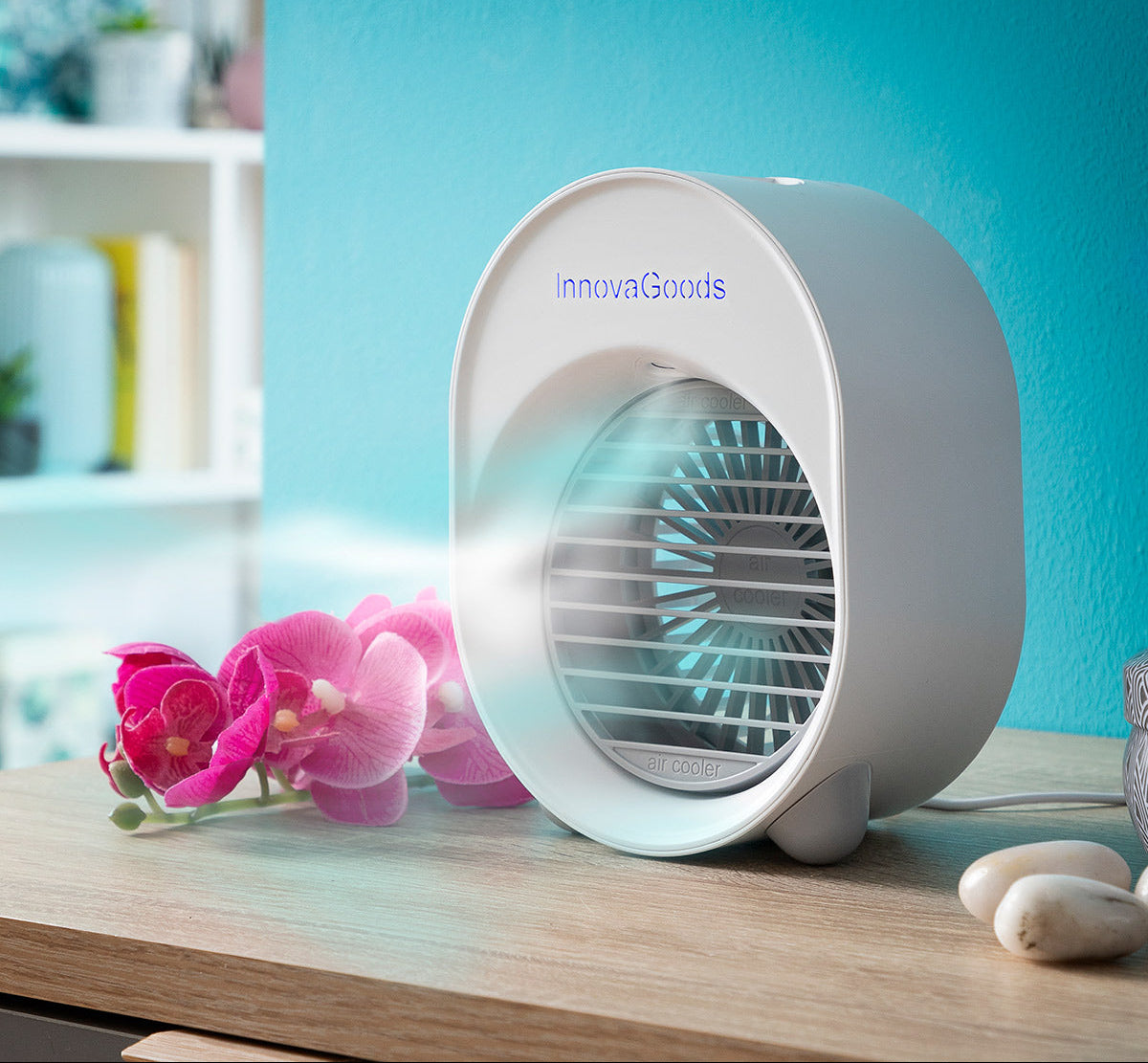 Mini-Climatiseur Humidificateur à Ultrasons Koolizer InnovaGoods avec LED – Portable, Silencieux, 3 Vitesses - Fondaxia