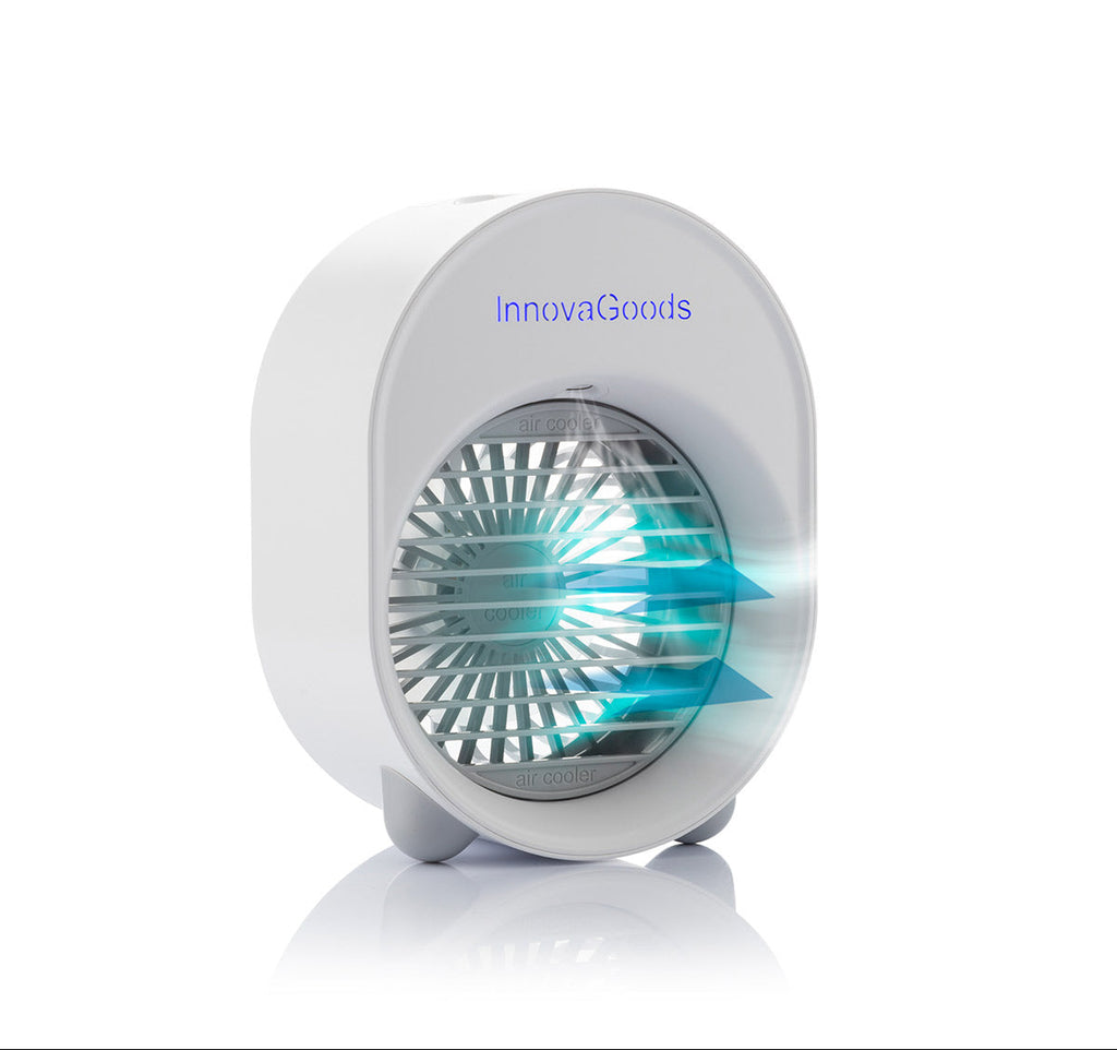 Mini-Climatiseur Humidificateur à Ultrasons Koolizer InnovaGoods avec LED – Portable, Silencieux, 3 Vitesses - Fondaxia