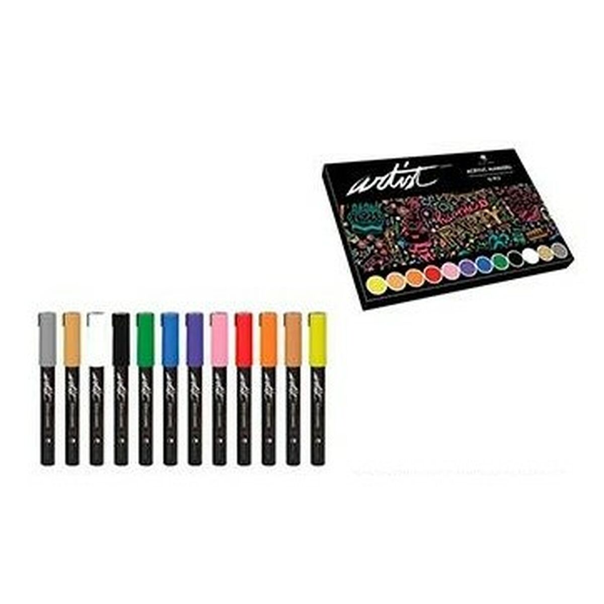 Ensemble de Marqueurs Alex Bog Artist Multicouleur – Pointe 4,5 mm – Lot de 12 Marqueurs - Fondaxia