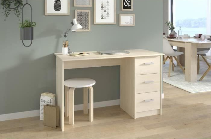 Bureau Essentielle - Panneaux de particules - Beige clair - L 121 x P 55 x H 74 cm - PARISOT