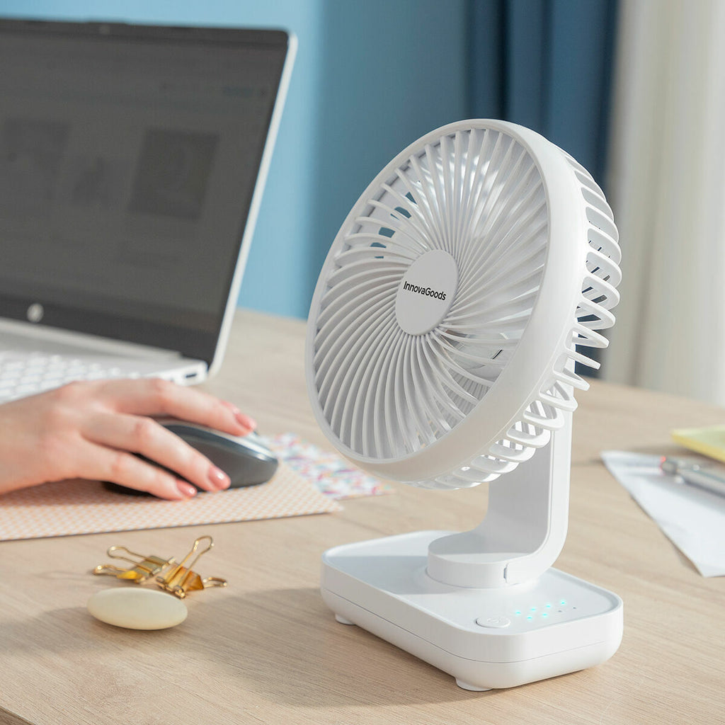 Ventilateur de Bureau Rechargeable Fanrec InnovaGoods Ø5,4’’ – USB-C, Silencieux, 4 Vitesses, Portable - Fondaxia