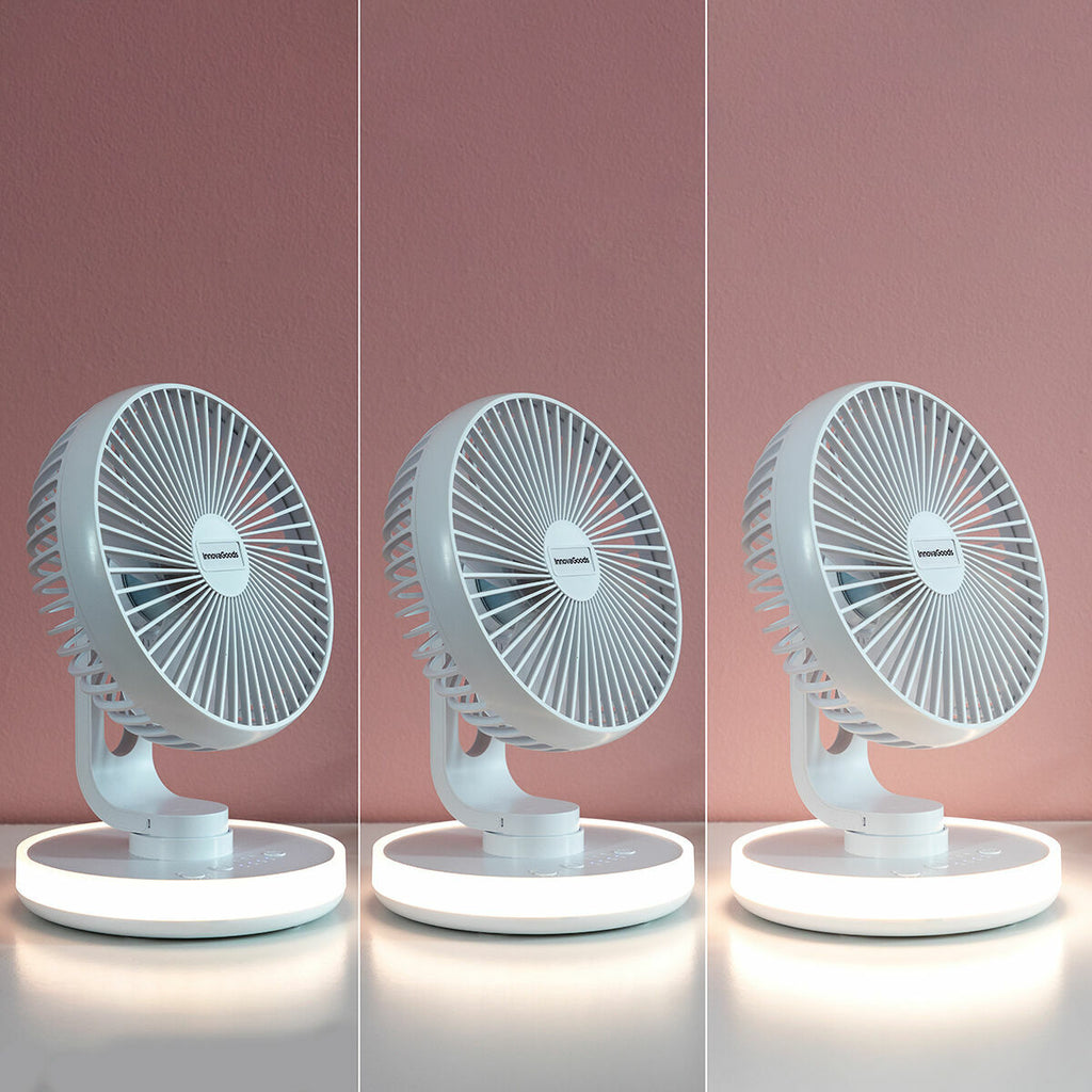 Ventilateur de bureau rechargeable avec LED FanLed InnovaGoods Ø6,6" – 4000 mAh – Silencieux & portable - Fondaxia