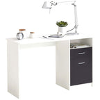 Bureau JACKSON - Décor blanc P/noir - L123 x H76,5 x P50 cm - Fabriqué en Allemagne - Fondaxia