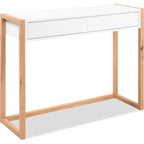 Console Bureau - DENVER - Chene artisan / Blanc - 2 tiroirs - 100 x 35 x 75 cm - Fondaxia