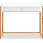 Console Bureau - DENVER - Chene artisan / Blanc - 2 tiroirs - 100 x 35 x 75 cm - Fondaxia