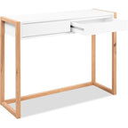 Console Bureau - DENVER - Chene artisan / Blanc - 2 tiroirs - 100 x 35 x 75 cm - Fondaxia