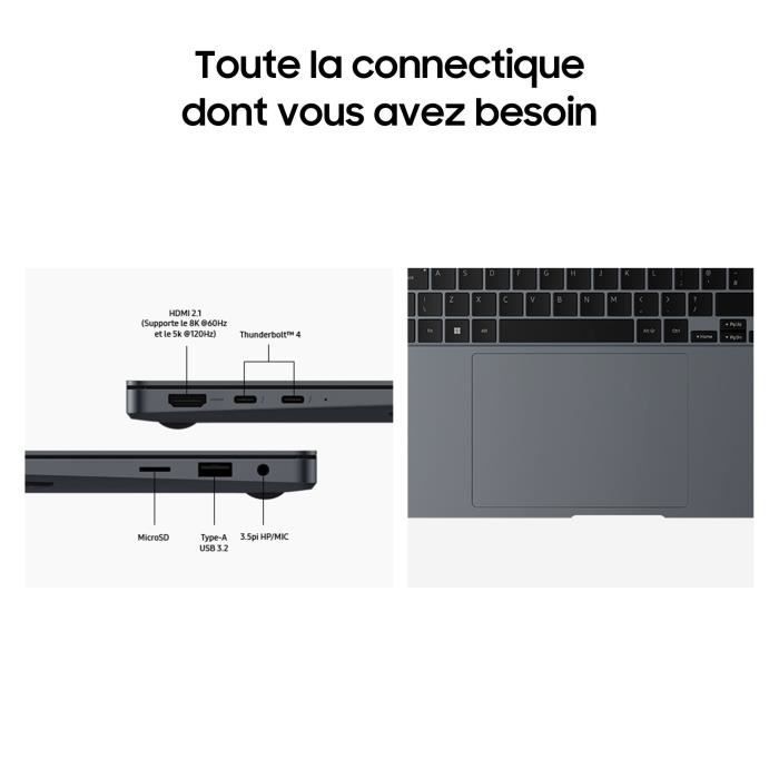 PC Portable - SAMSUNG - Galaxy Book4 Ultra - 16'' - i7 155H - 32Go - 1To SSD - RTX 4050 - AZERTY - Gris - Fondaxia