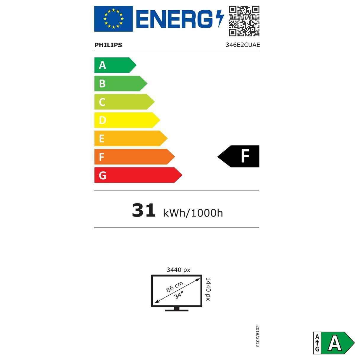 Écran Philips 346E2CUAE/00 Wide Quad HD 34" - Prise EU